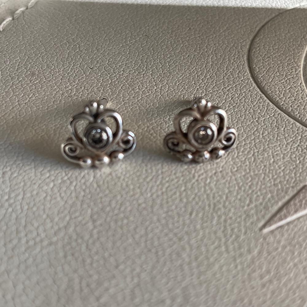 Pandora Silver Crown Stud Earrings